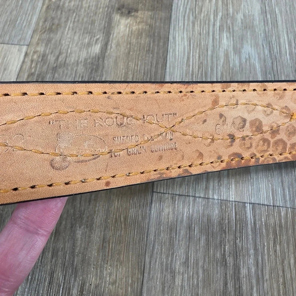 Vintage Justin The Roughout Brown Suede Leather Belt Brass Buckle 32 Mens